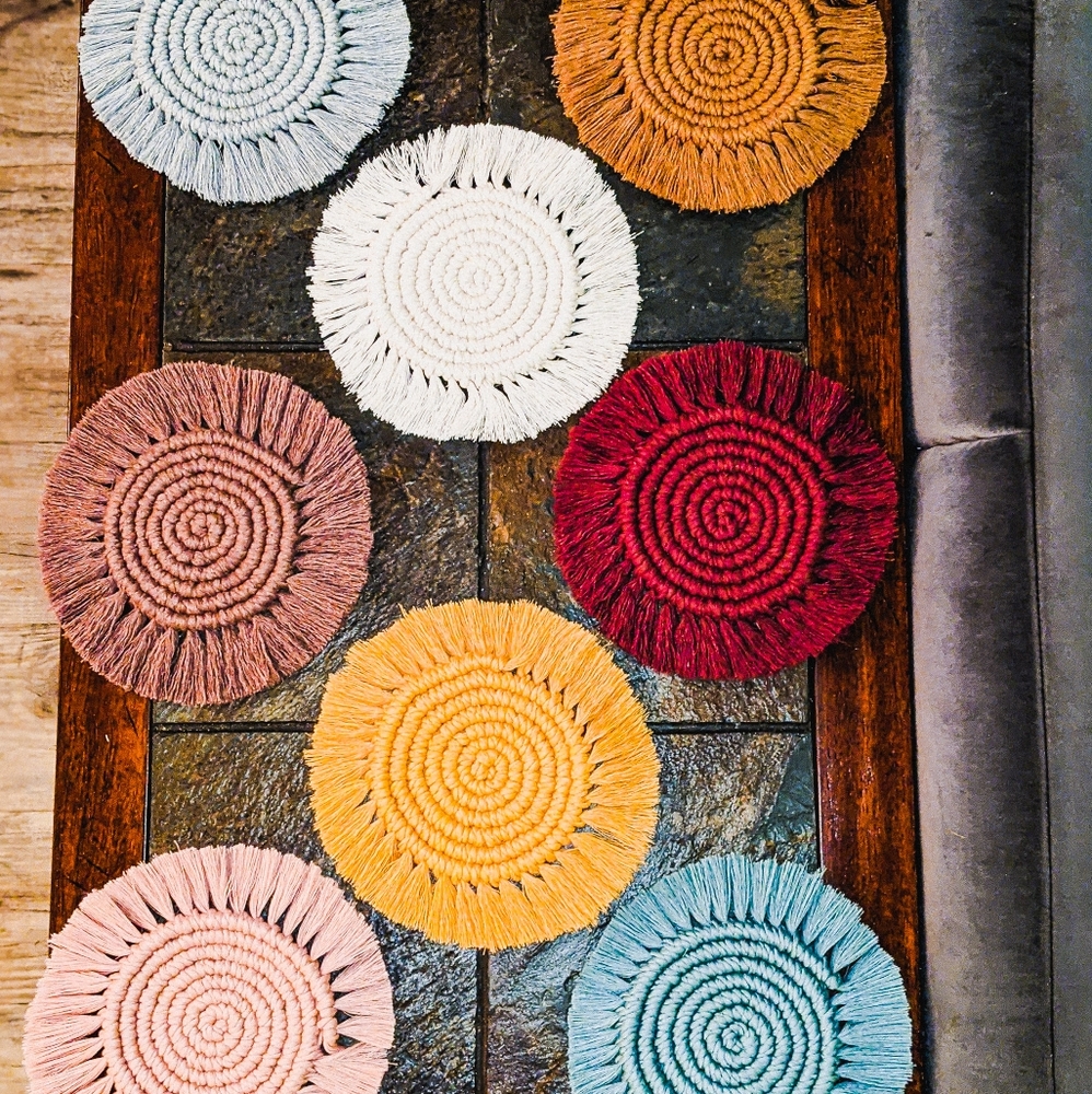 (2) Handmade Boho Cozy Home Coasters